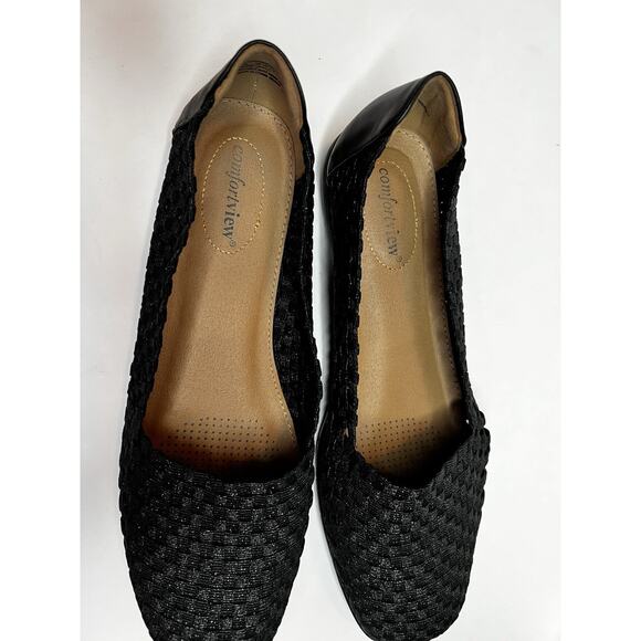 Women's Comfort View Bethany Slip On Woven Black Flats Size 11M Comfort Travel - Picture 4 of 14